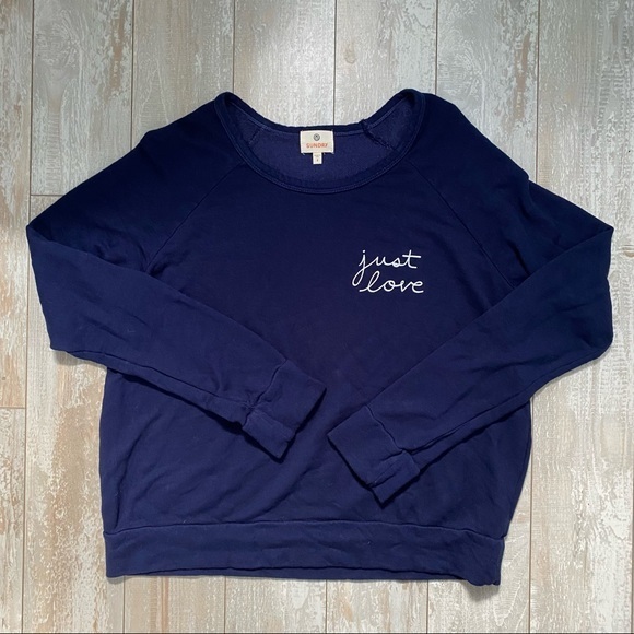 🛑 {SOLD} NWOT Sundry Just Love Navy Sweatshirt - Picture 2 of 7
